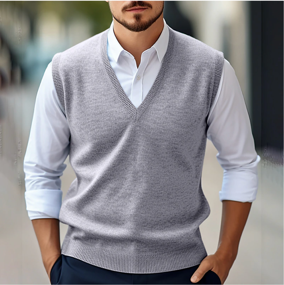 Men's sleeveless sweater, alternate view