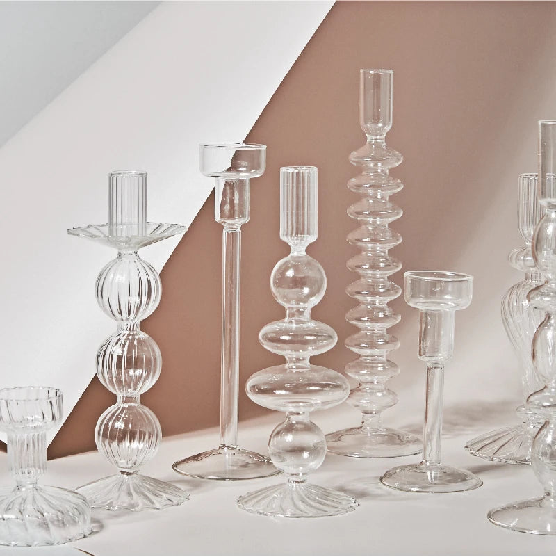 Soffio glass candle holders grouped together