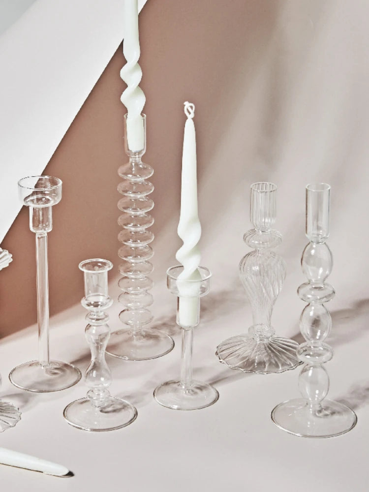 Soffio taper holders with white candles
