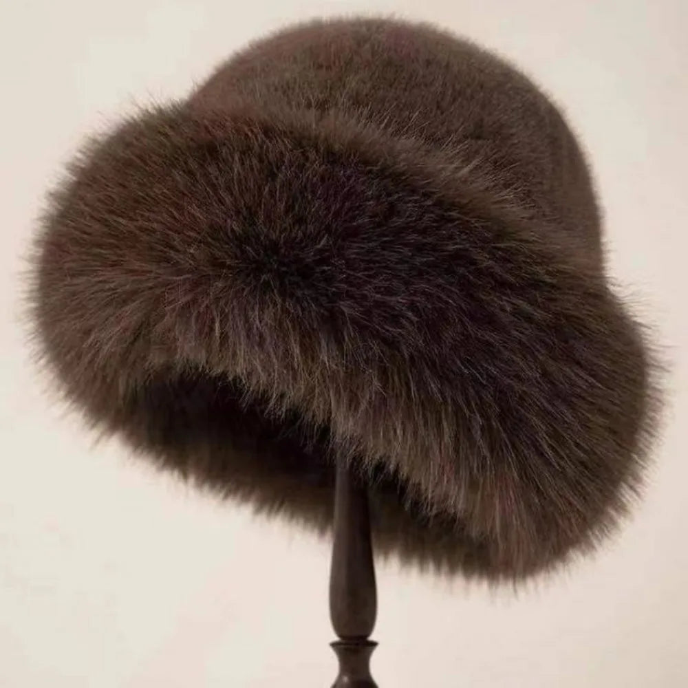 Sofia Faux-Fur Winter Hat in Brown