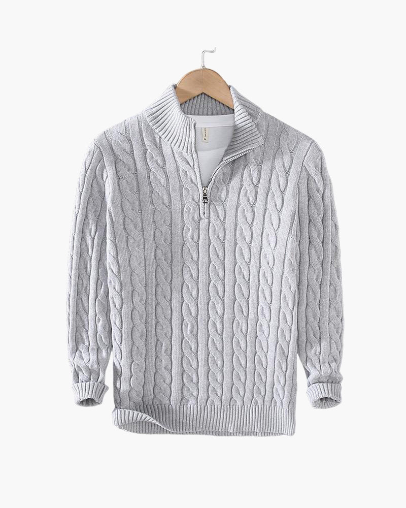 Men's SOREN cable knit half-zip sweater — view 3