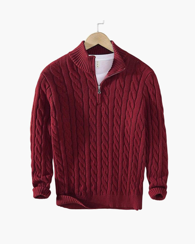 Men's SOREN cable knit half-zip sweater — view 7