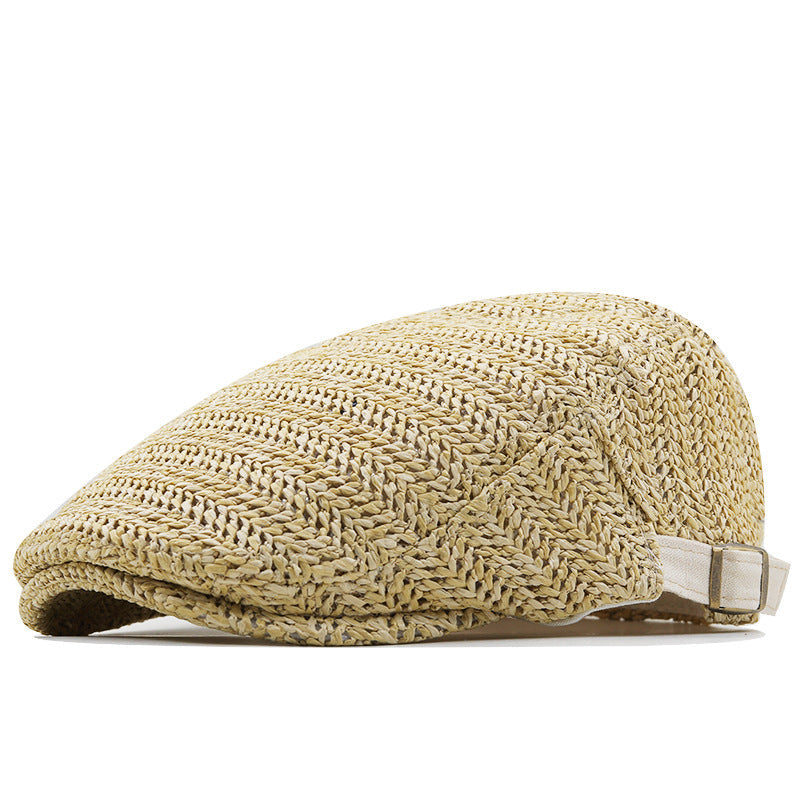 Sorrento men's woven flat cap in Beige