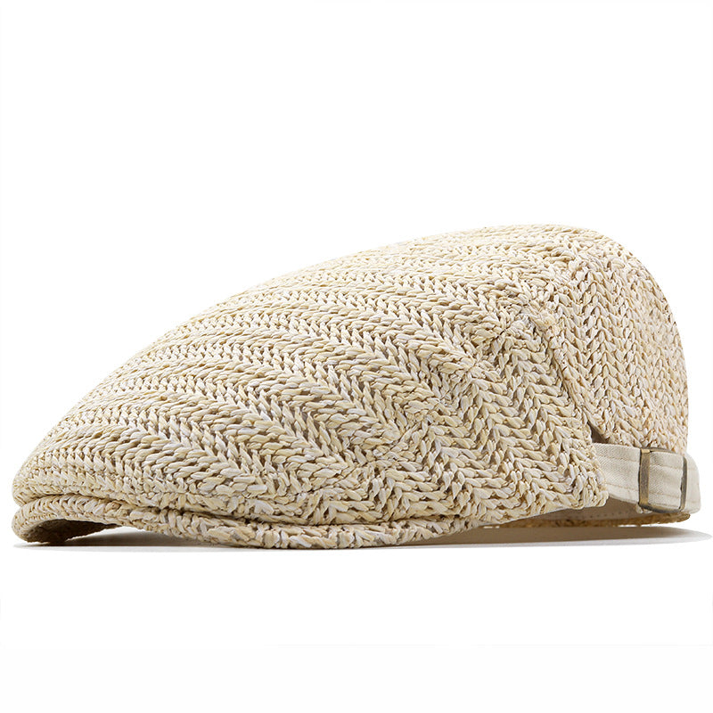 Sorrento men's woven flat cap in White