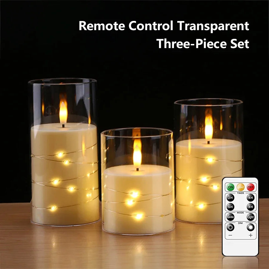 Stellato clear glass LED candle set