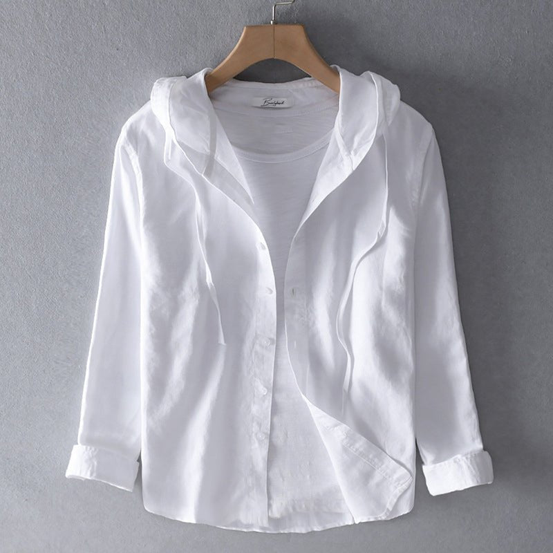 Elena Linen blouse with hood – women's shirts, view 2