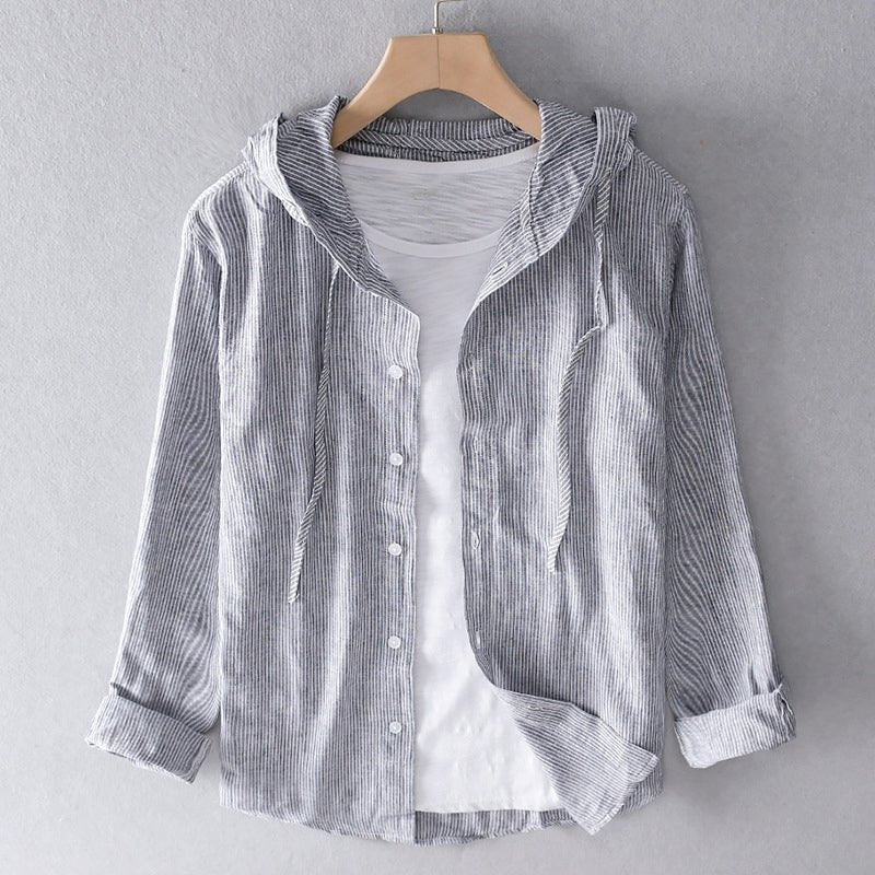 Elena Linen blouse with hood – women's shirts, view 4