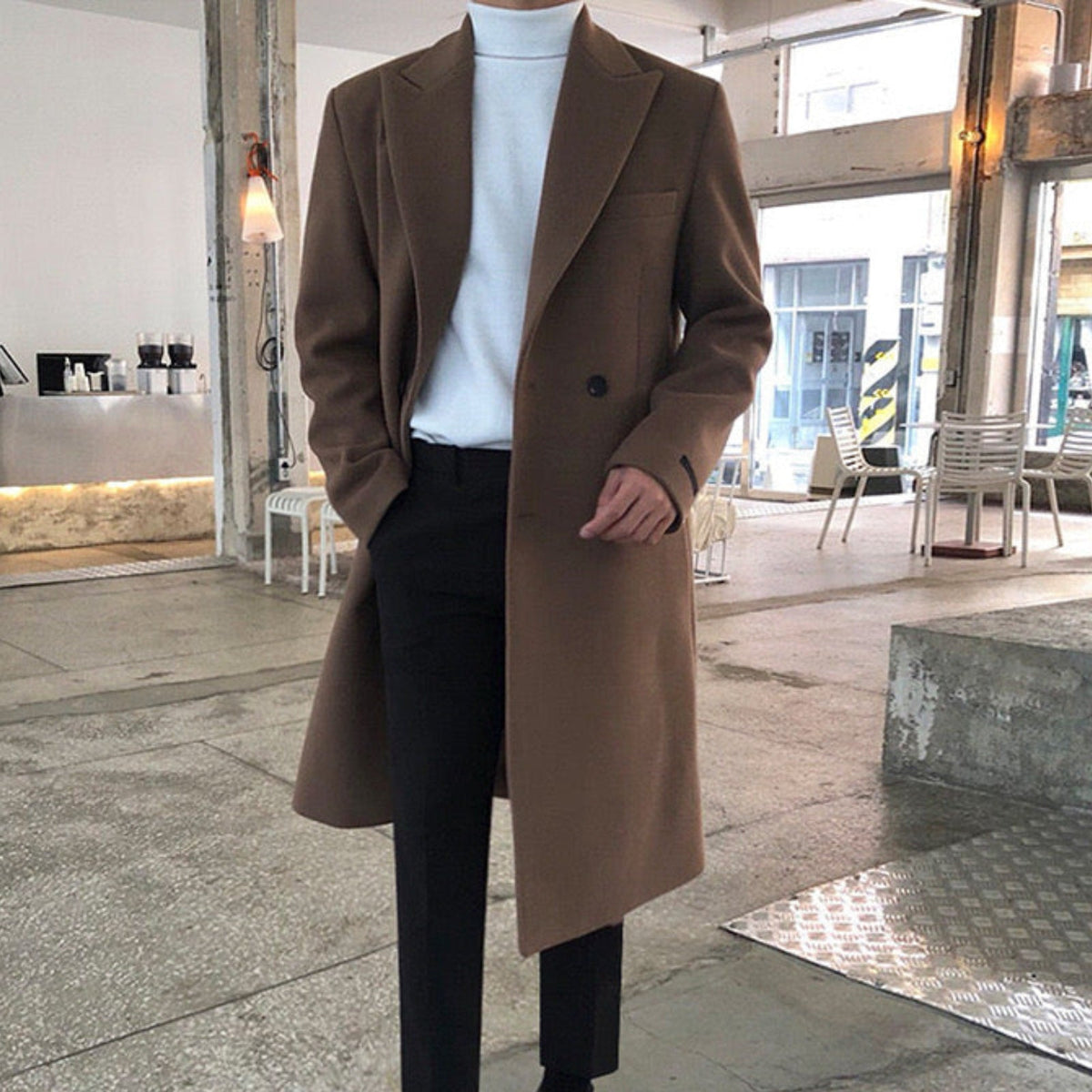 Double men's elegant coat, alternate view