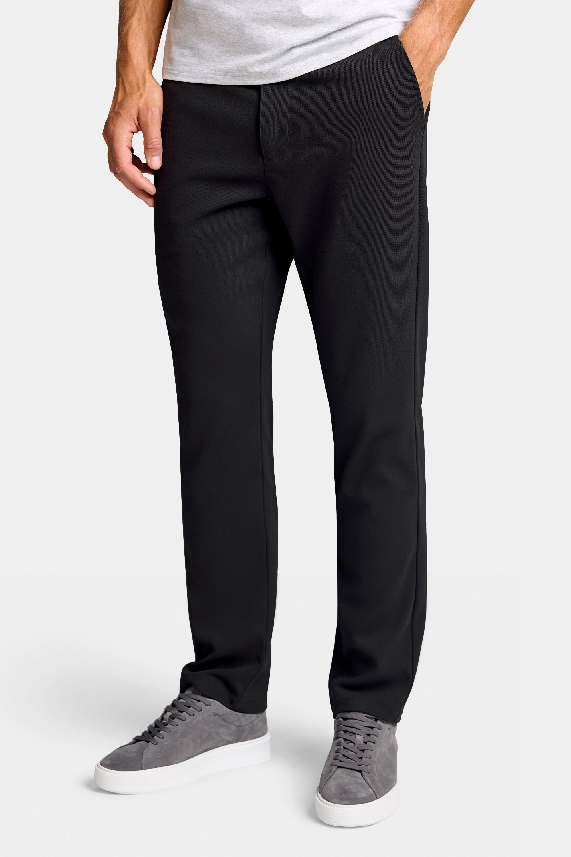 Jackson men's slim stretch chino pants in Black, front view