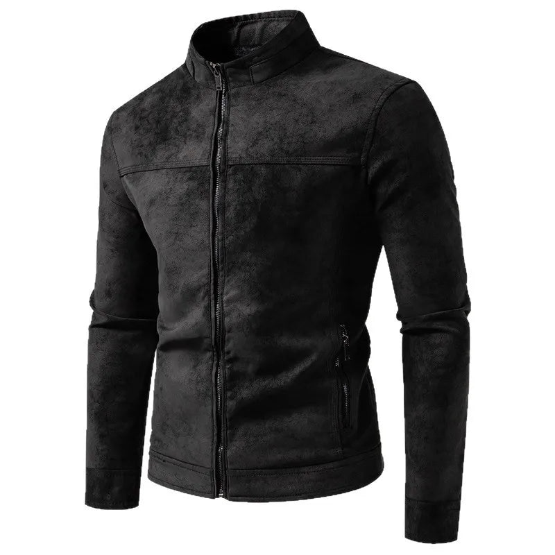 Thicken men's leather jacket, alternate view