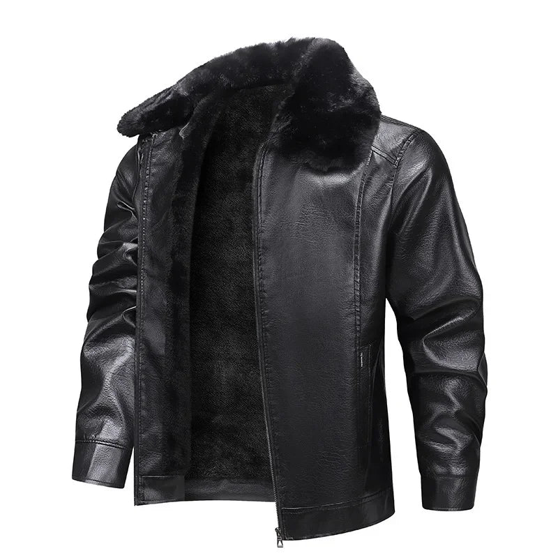 Men's fleece leather jacket, view 8