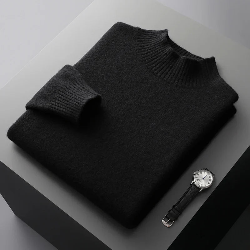 Merino men's elegant wool turtleneck sweater, additional view