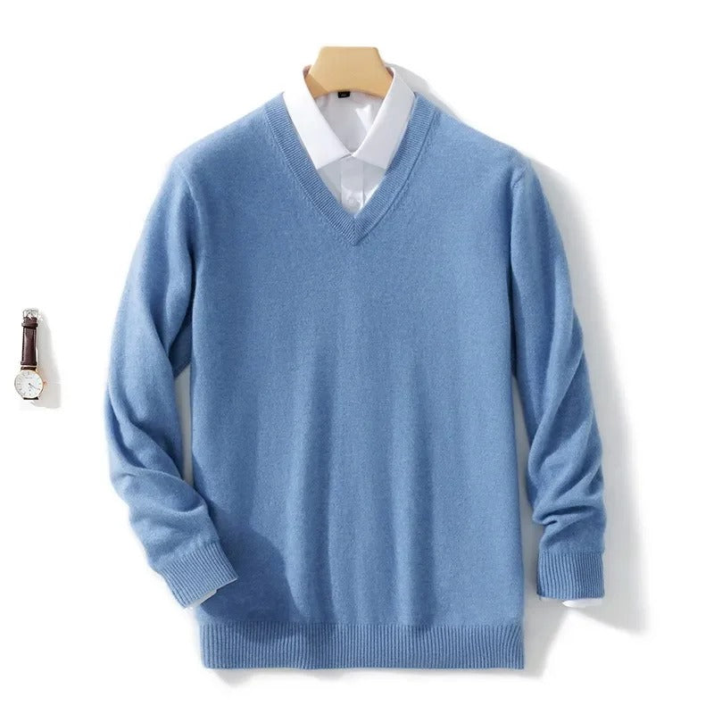 Men's elegant v-neck sweater, alternate view