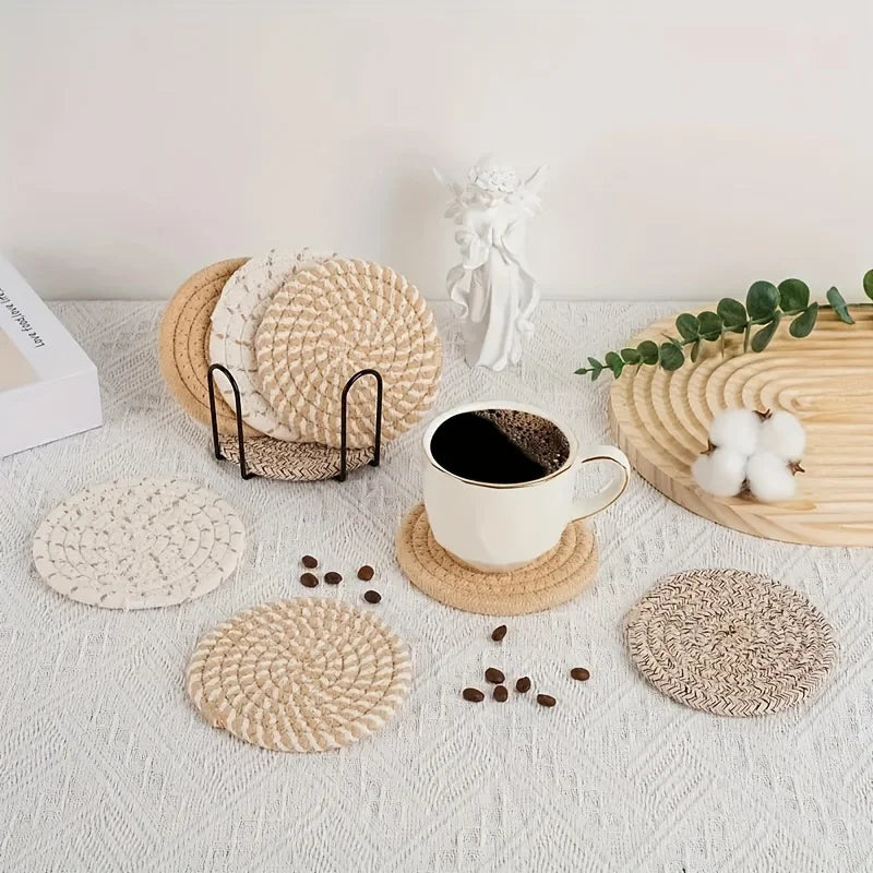 Trama coaster with a cup