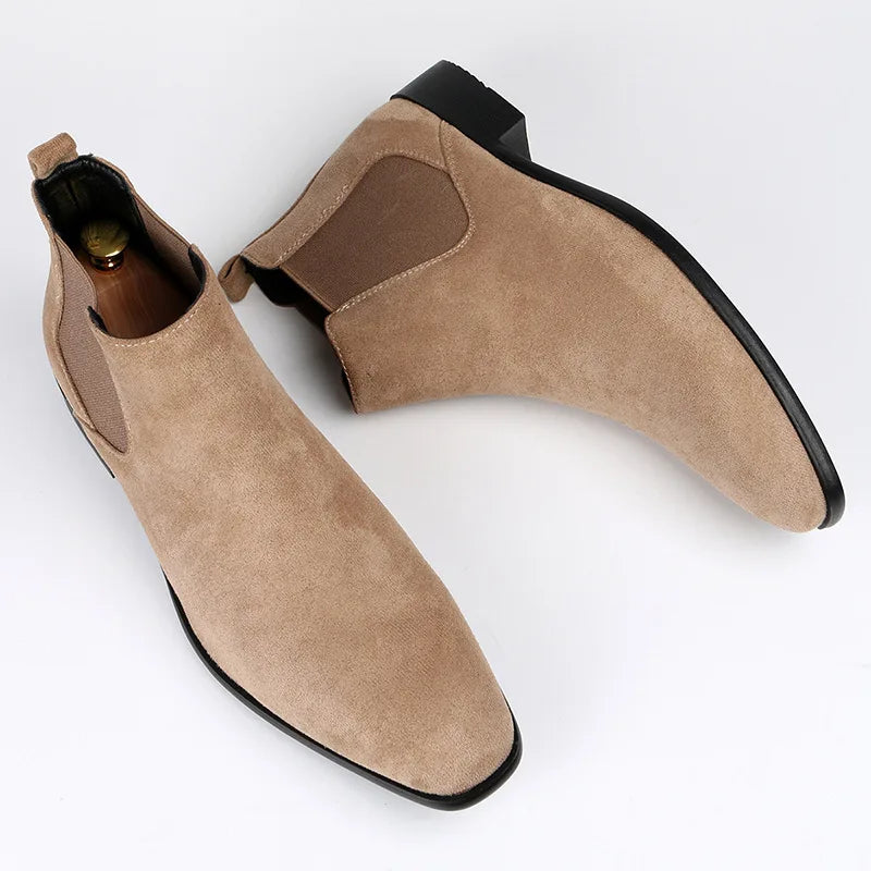 Treviso men's suede Chelsea boots in Beige