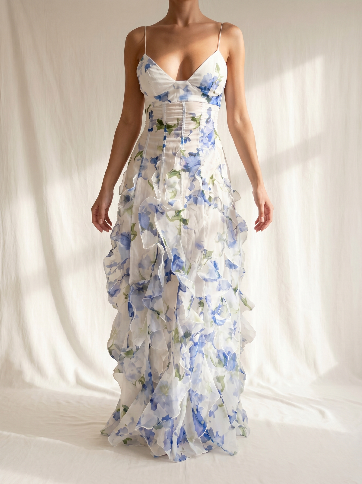 Uri Ruffled Midi Floral Dress – women's wedding guest, view 2