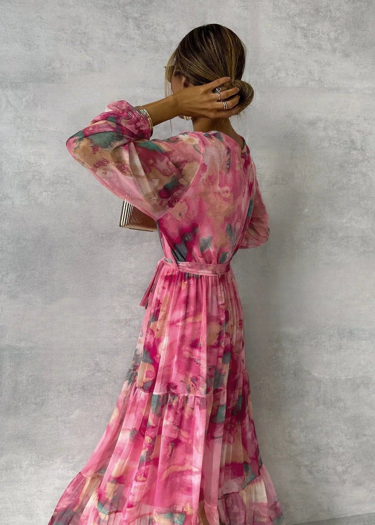Hazel Floral Wrap Dress – women's damesleider, view 4