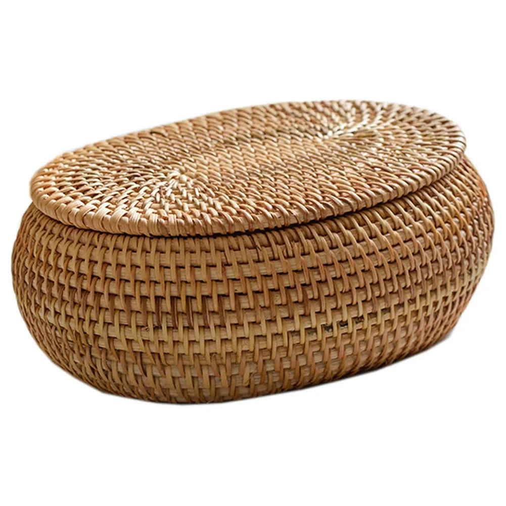 Vimini rattan lidded basket