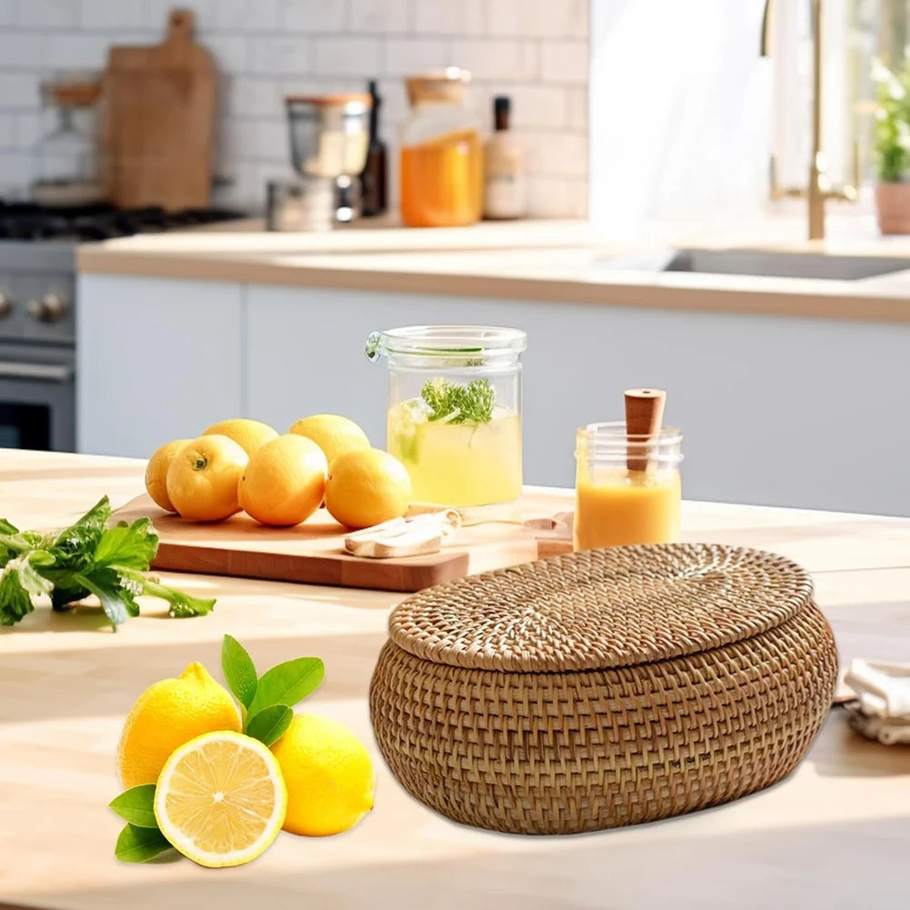 Vimini basket on a kitchen counter