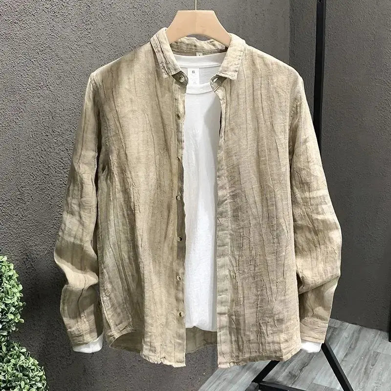 Men's vintage linen shirt, alternate view