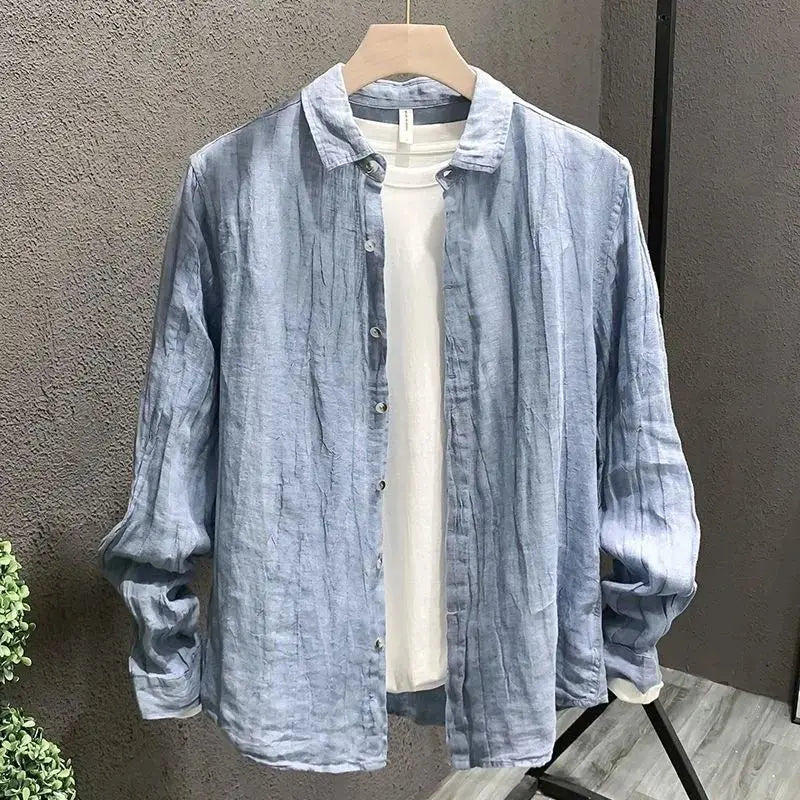 Men's vintage linen shirt, view 8
