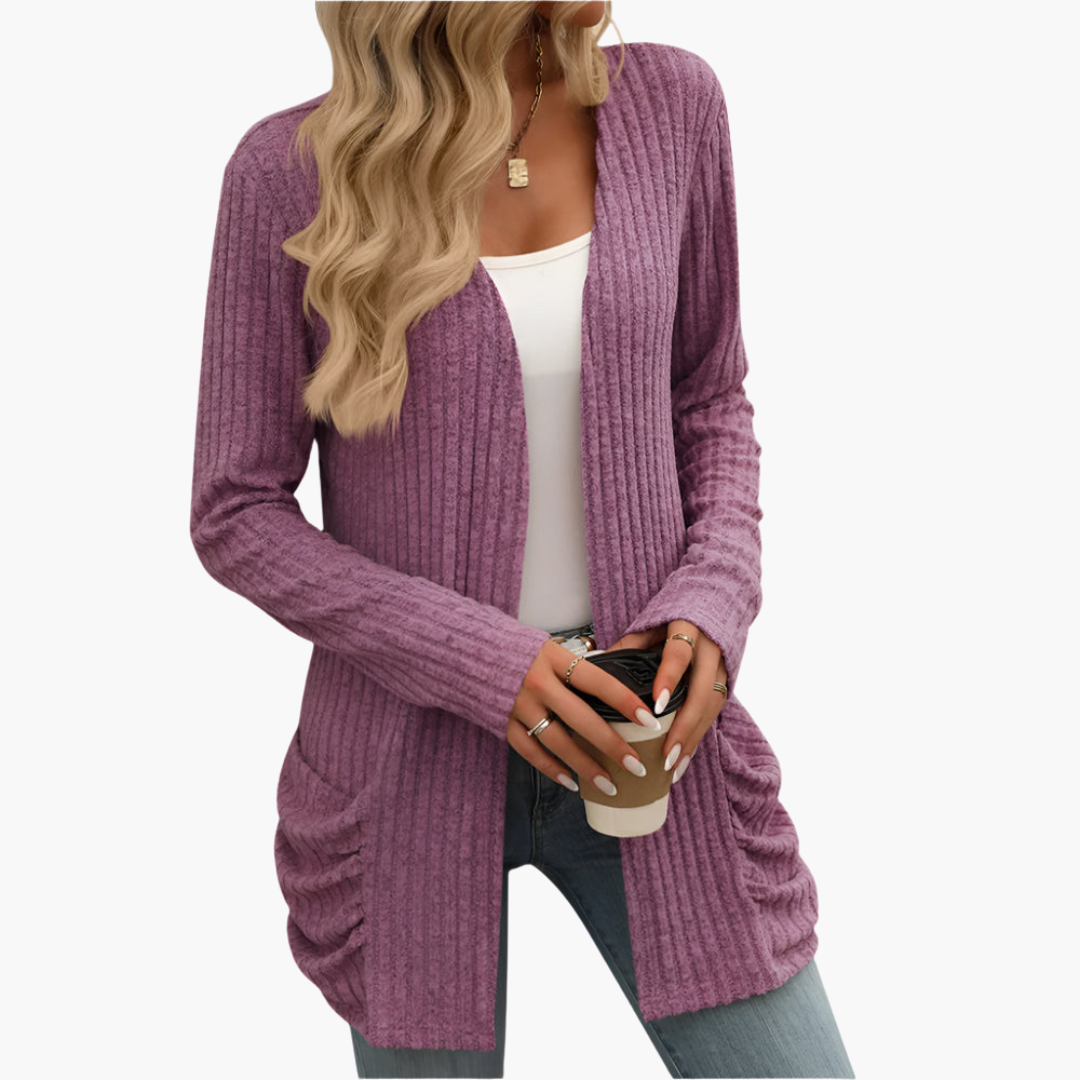 Violet women's cardigan, alternate view