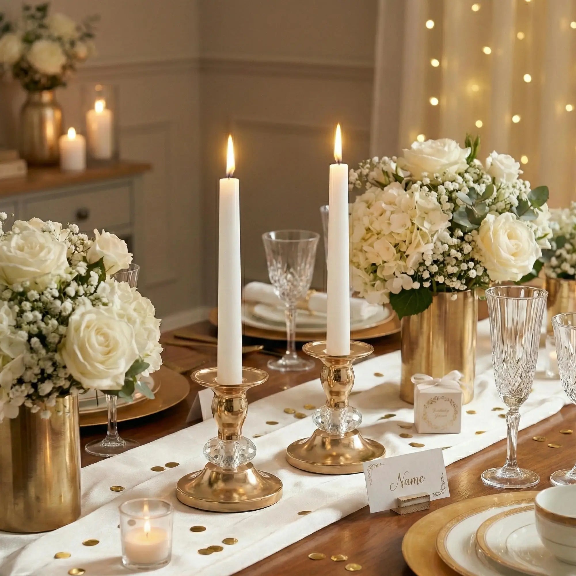 Vittoria taper candle holders on a dining table