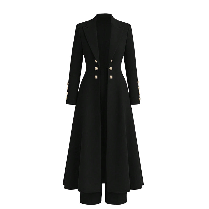 Vittoria women's double-breasted knit coat and pants set - Black