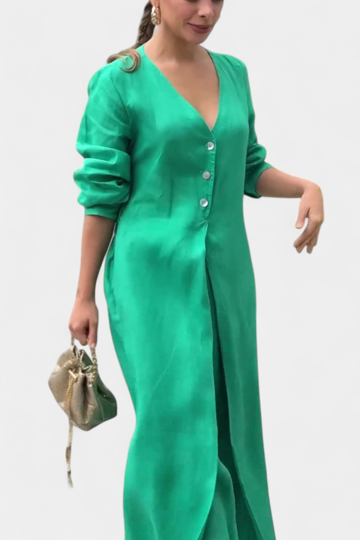 Whitney V Neck Fluid Jumpsuit with Front Slit – women's jumpsuits, view 7
