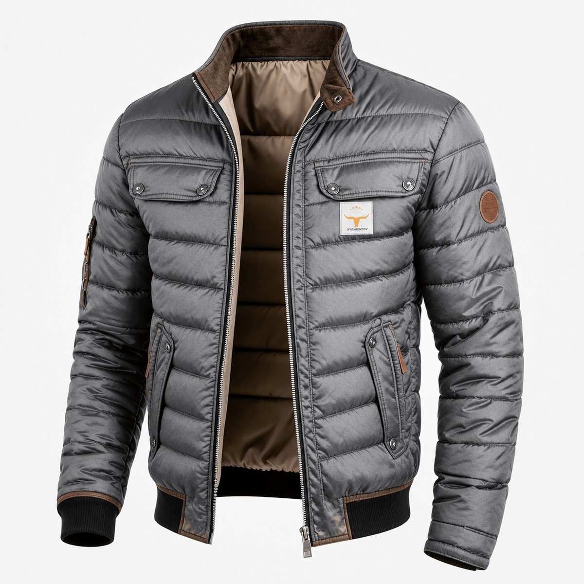 Wyatt quilted winter jacket for men, side view