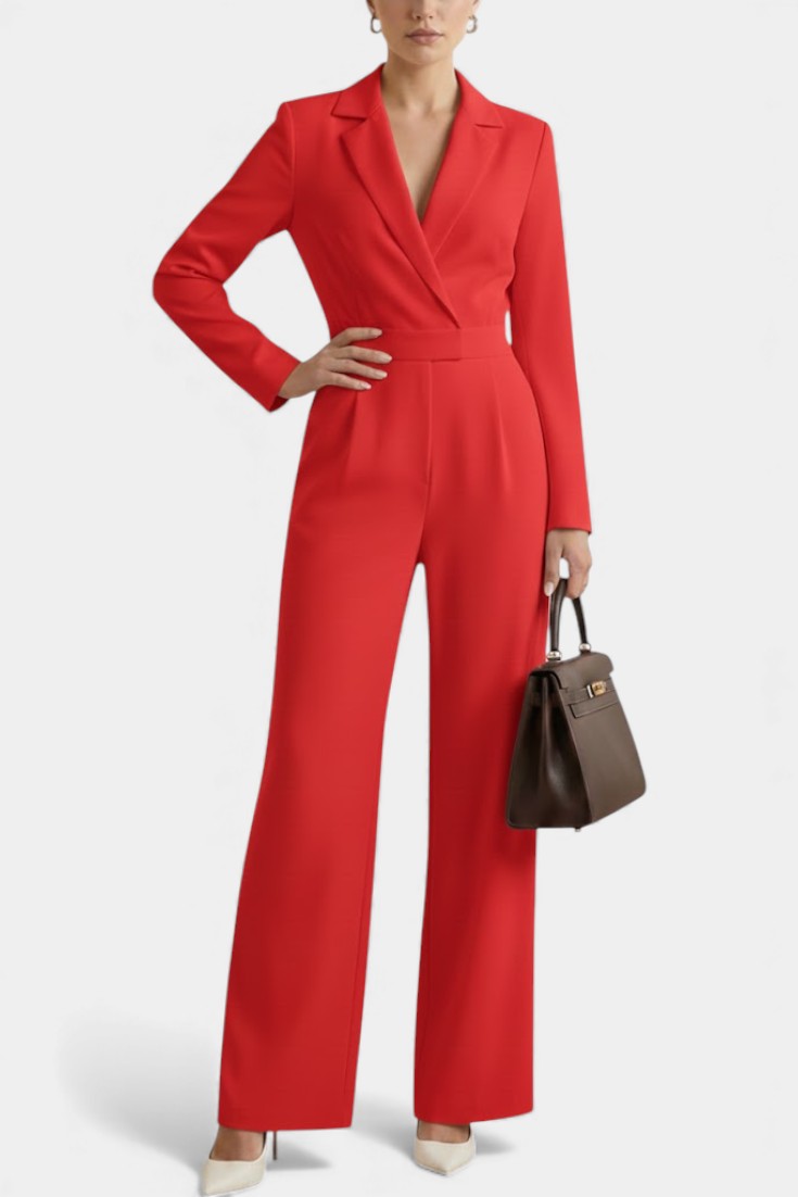 Ximena High Waisted Long Sleeve Jumpsuit Featuring Pockets – women's jumpsuits, view 7