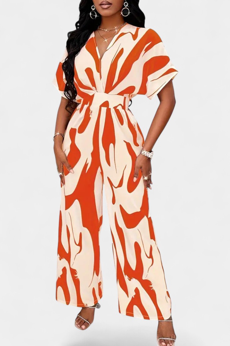 Zahara V Neck Abstract Wide Leg Jumpsuit – women's jumpsuits, view 10