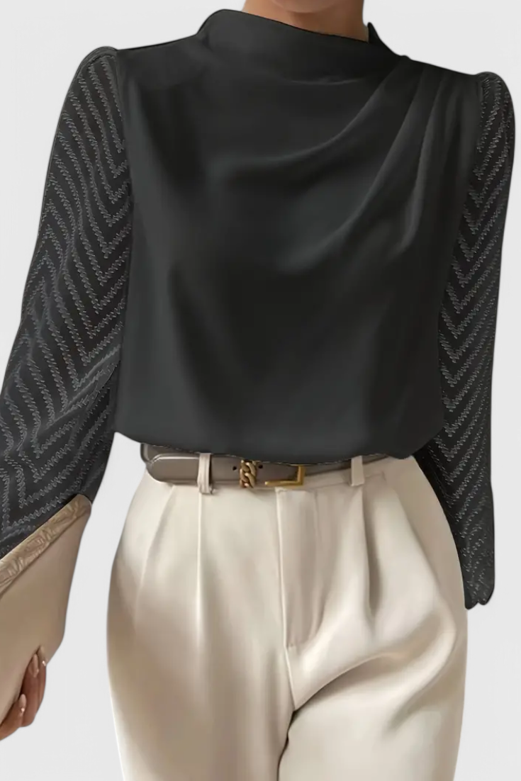 Zaraa Sheer Sleeve Fluid Blouse – women's shirts, view 3