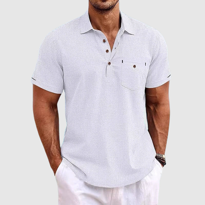 Men's linen polo shirt, additional view