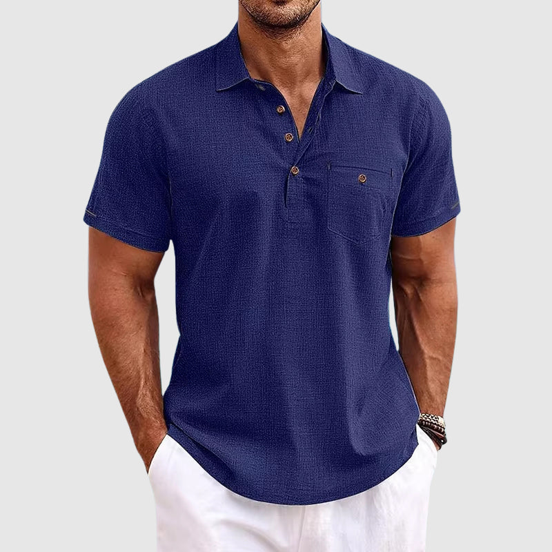 Men's linen polo shirt, view 4
