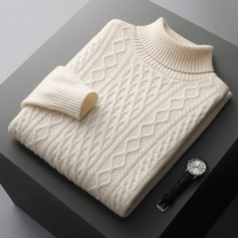 Men's wool turtleneck sweater, additional view