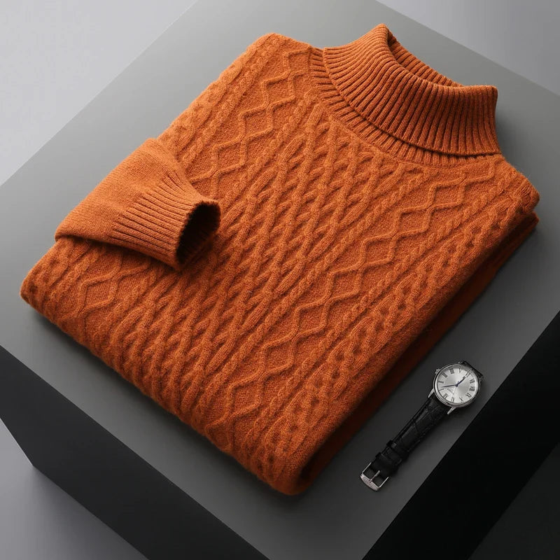 Men's wool turtleneck sweater, view 4