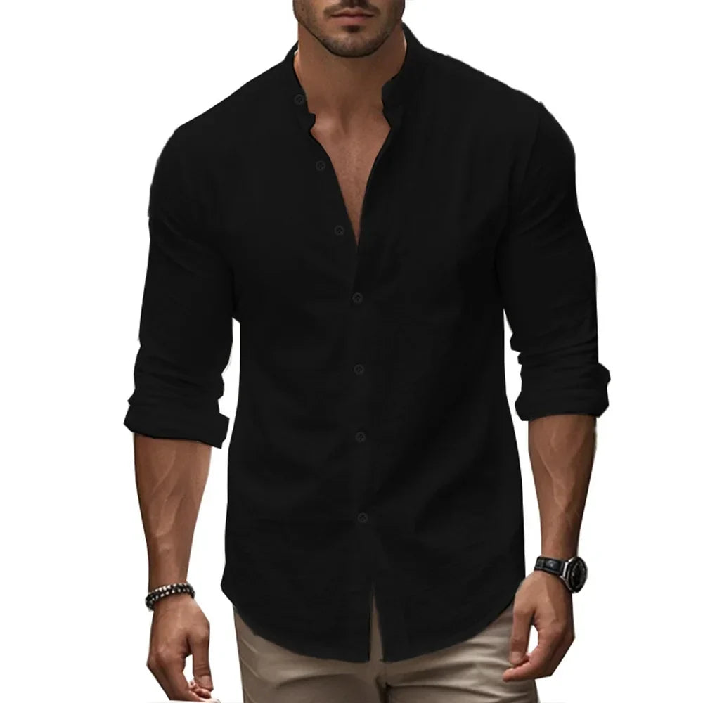 Men's cotton linen shirt, alternate view