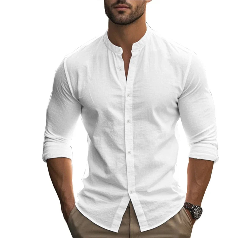 Men's cotton linen shirt, view 5